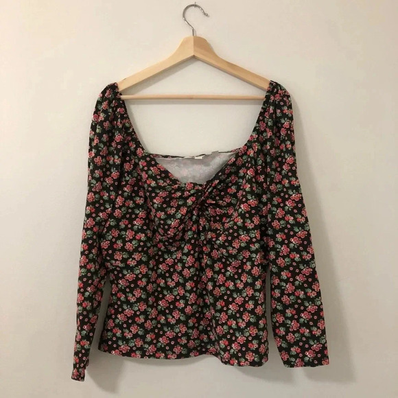 NWOT Boden Floral Long Sleeve Sweetheart Neck Stretch Size 20/22 Romantic Top - Picture 2 of 9